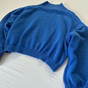 SHEIN Royal Blue Cropped Turtleneck Sweater